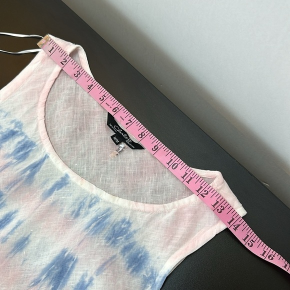 Charlie B Linen Ruffle Hi Low Hem Dress M Tie Dyed Pastel Pink Blue Slee… - Picture 10 of 12